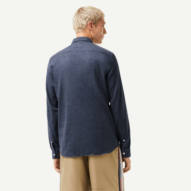 hhw noir/blanc V6HV1519 Hommes Lacoste chemise cintrée en chambray de coton