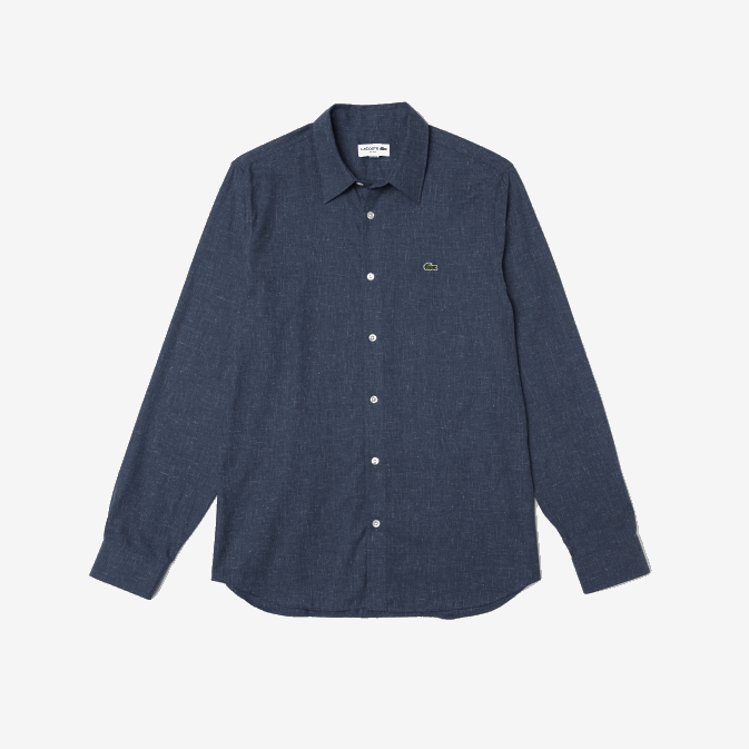 hhw noir/blanc V6HV1519 Hommes Lacoste chemise cintrée en chambray de coton