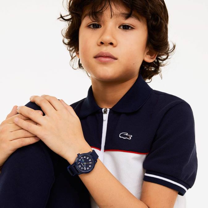 bleu 000 V6HV3279 enfants Lacoste montre l.12.12 bracelet silicone bleu