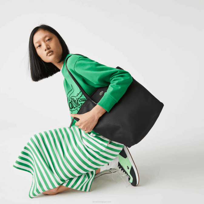noir 000 V6HV2847 femmes Lacoste sac cabas zippé vertical l.12.12 concept