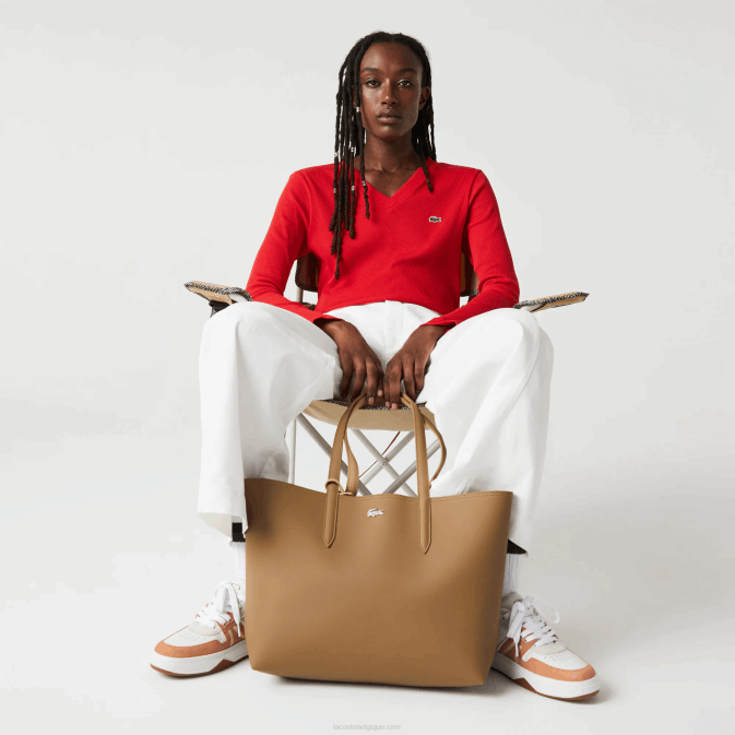 viennois feuillu k60 V6HV2778 femmes Lacoste sac cabas bicolore réversible anna