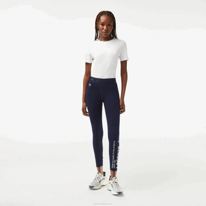 bleu marine 166 V6HV2408 femmes Lacoste legging sport 7/8 en polyester recyclé