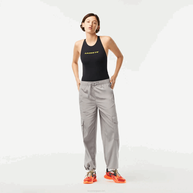 kzw gris V6HV2450 femmes Lacoste pantalon cargo à jambe large