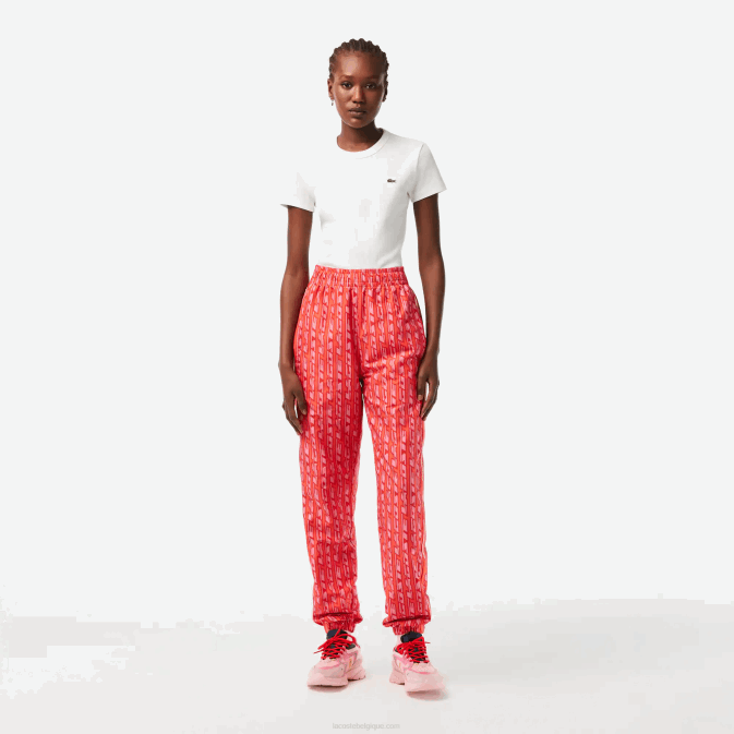 orange rouge rose zi1 V6HV2396 femmes Lacoste pantalon de survêtement avec logo imprimé