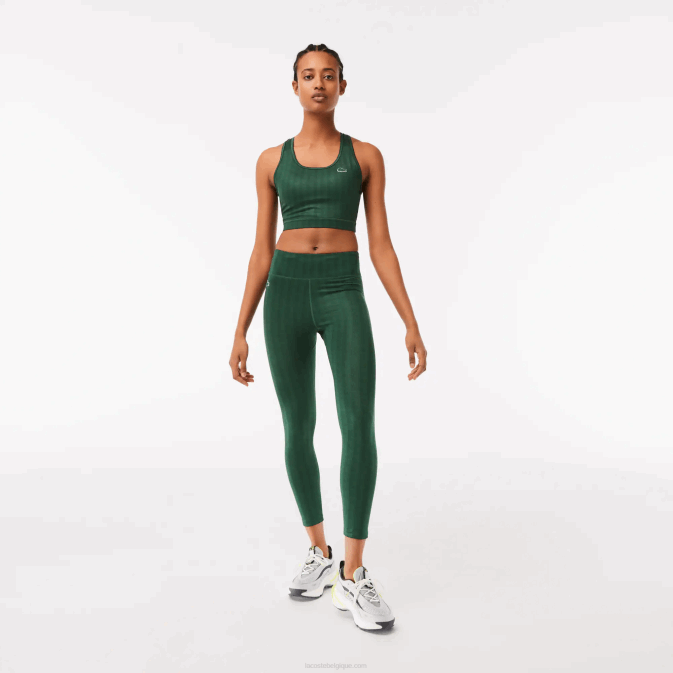 vert d1r V6HV2573 femmes Lacoste legging sport taille haute imprimé all-over
