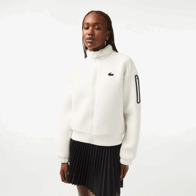 blanc 70v V6HV2381 femmes Lacoste sweat zippé coupe ample sport