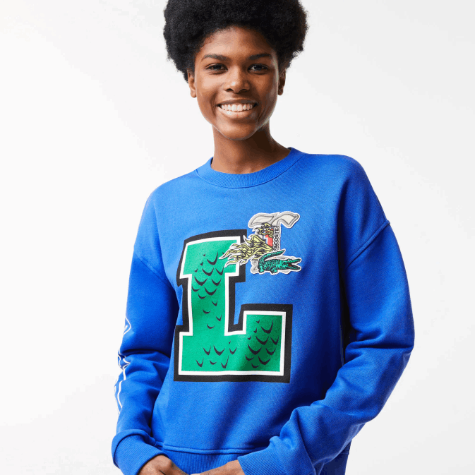 bleu k1q V6HV2579 femmes Lacoste imprimé surdimensionné et sweat-shirt de marque