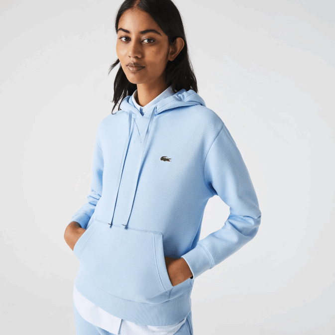 hbp bleu V6HV2528 femmes Lacoste sweat ample à capuche en coton mélangé