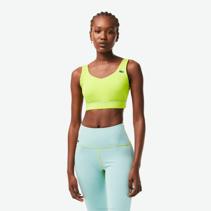 yiz vert jaune V6HV2454 femmes Lacoste brassière de sport en polyester recyclé ultra sec sport