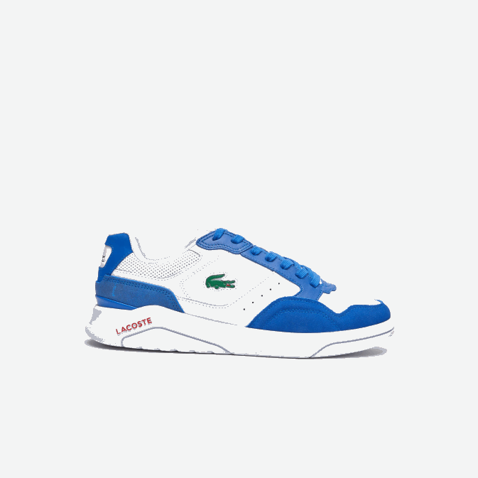 blanc/bleu 080 V6HV1707 Hommes Lacoste baskets game advance en cuir de luxe