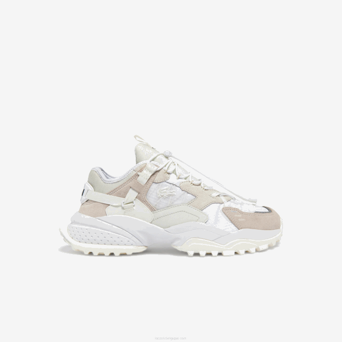 blanc cassé 18c V6HV1859 Hommes Lacoste baskets en cuir et textile l-guard breaker