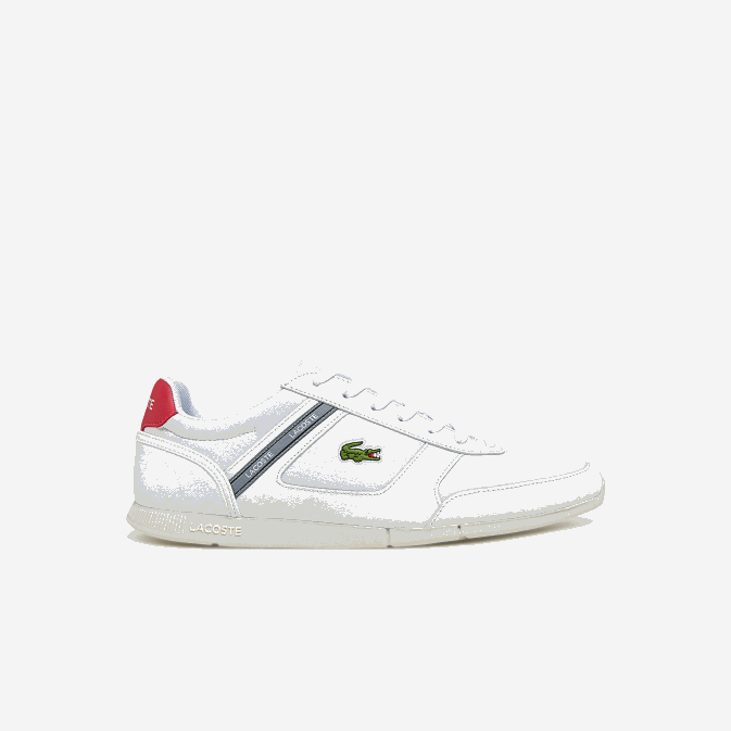 blanc et rouge 286 V6HV1704 Hommes Lacoste baskets menerva sport avec accents en cuir et textile