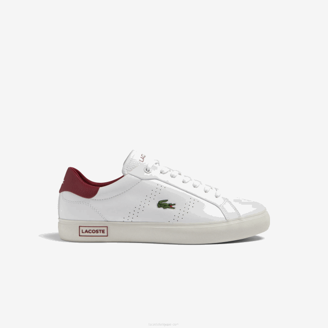 blanc et rouge 286 V6HV1741 Hommes Lacoste baskets pop à talon en cuir powercourt 2.0