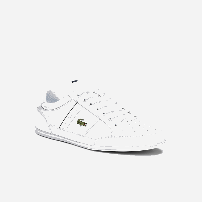 blanc & marine 042 V6HV1713 Hommes Lacoste baskets chaymon en cuir et synthétique