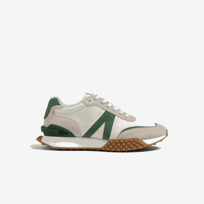blanc/vert 082 V6HV1738 Hommes Lacoste baskets l-spin en cuir de luxe