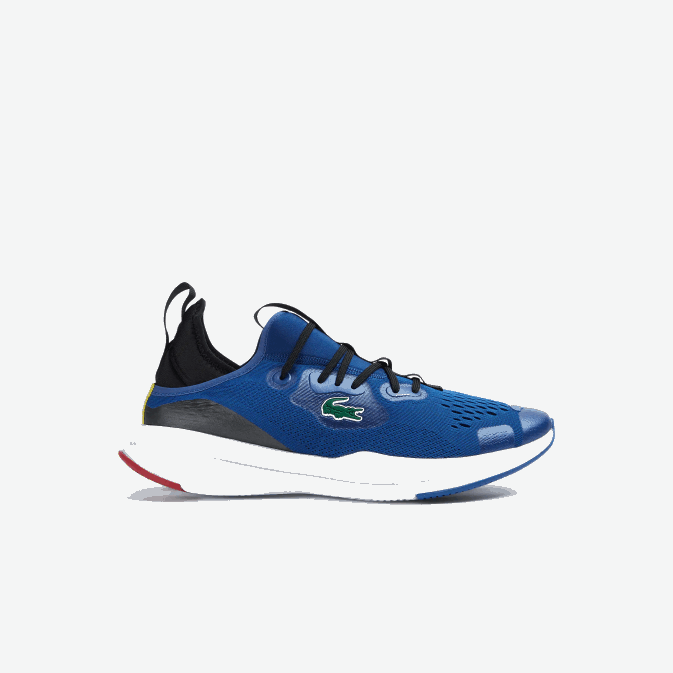 bleu blanc 221 V6HV1882 Hommes Lacoste run spin comfort baskets contrastées en textile