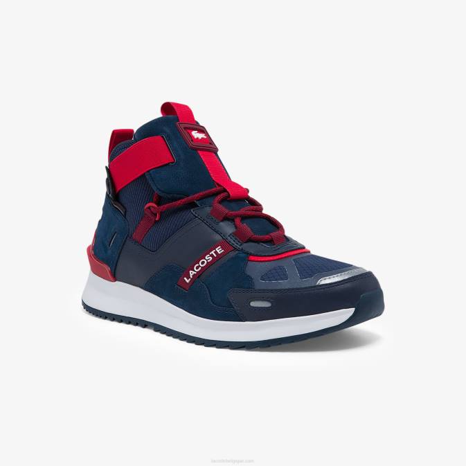 bleu marine & rouge 144 V6HV1837 Hommes Lacoste baskets en cuir et textile run breaker