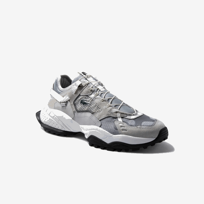 gris clair et noir gb7 V6HV1827 Hommes Lacoste baskets en daim et textile l-guard breaker