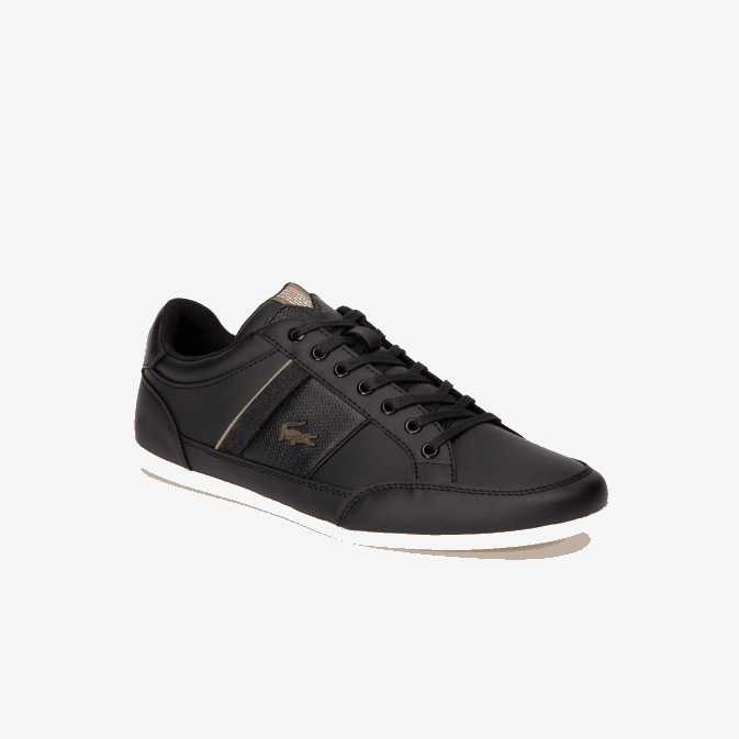 kaki noir 2h5 V6HV1715 Hommes Lacoste baskets chaymon en cuir et synthétique