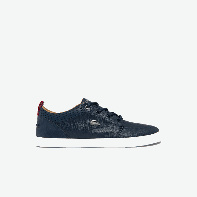 marine et blanc 092 V6HV1757 Hommes Lacoste baskets bayliss en cuir à col perforé