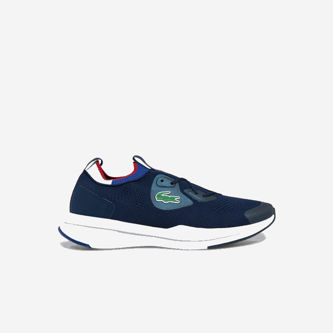 marine et blanc 092 V6HV1862 Hommes Lacoste baskets run spin en textile