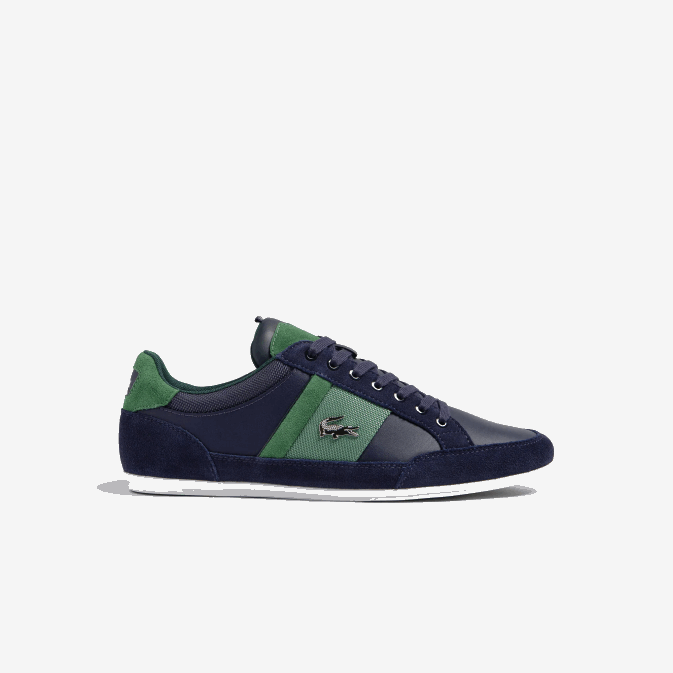 marine et vert 2s3 V6HV1735 Hommes Lacoste baskets chaymon en cuir