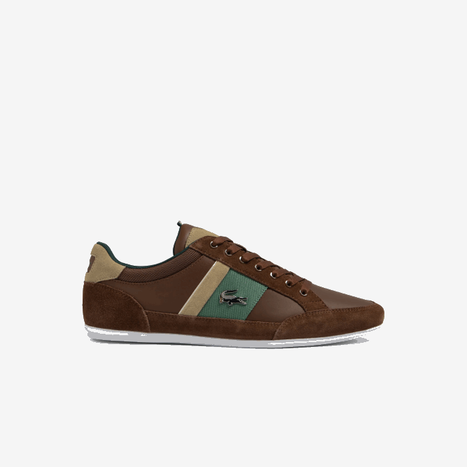 marron vert foncé 2a1 V6HV1736 Hommes Lacoste baskets chaymon en cuir