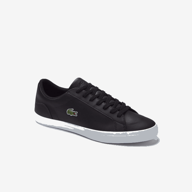 noir 024 V6HV1716 Hommes Lacoste baskets lerond en cuir
