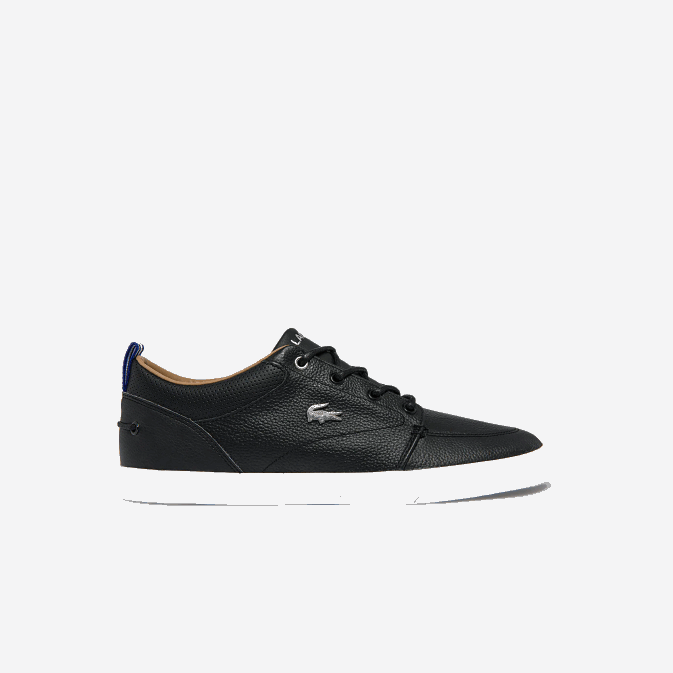noir et blanc 312 V6HV1760 Hommes Lacoste baskets bayliss en cuir à col perforé