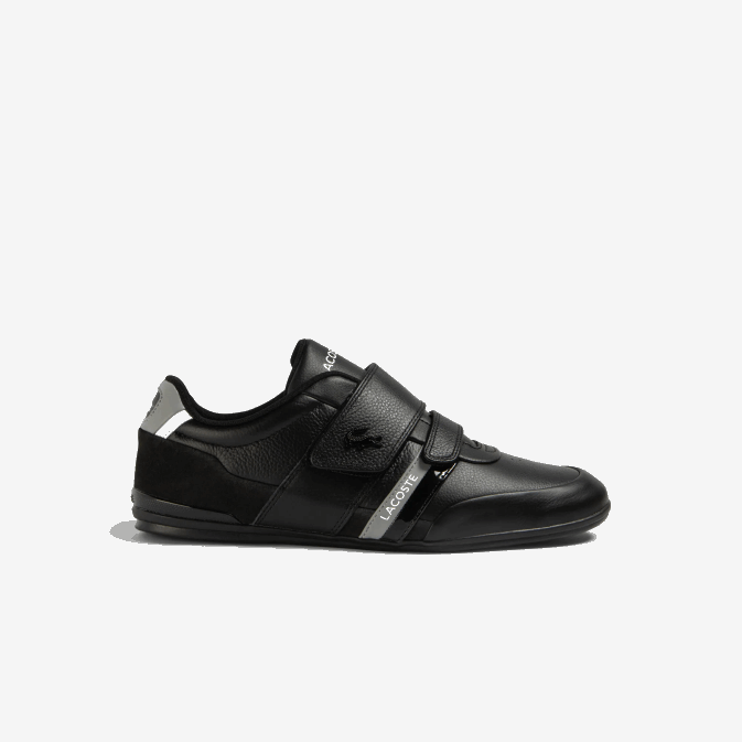 noir & gris clair 2a2 V6HV1726 Hommes Lacoste baskets misano en cuir à brides
