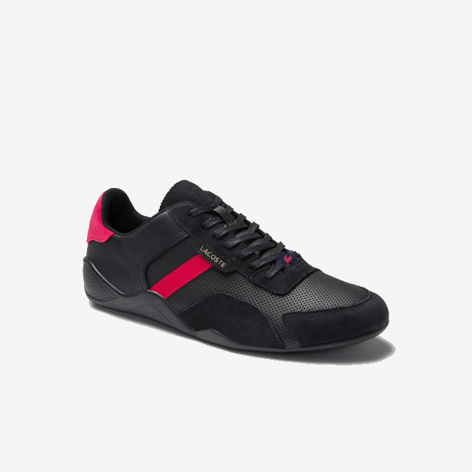 noir rouge 1b5 V6HV1869 Hommes Lacoste baskets en cuir synthétique hapona