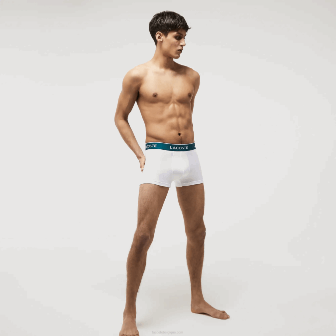 blanc 001 V6HV483 Hommes Lacoste lot de 3 boxers casual