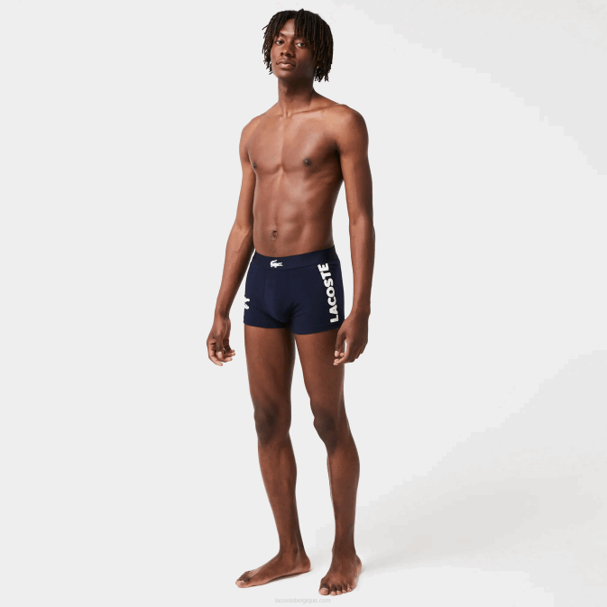 blanc gris chine bleu marine noir V6HV1342 Hommes Lacoste Lot de 3 boxers dépareillés en coton stretch