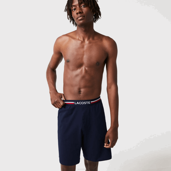 bleu marine 166 V6HV1376 Hommes Lacoste boxer long à taille rayée