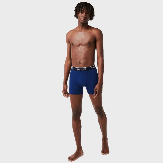bleu marine rouge bleu marine w64 V6HV1404 Hommes Lacoste Lot de 3 boxers longs en coton stretch