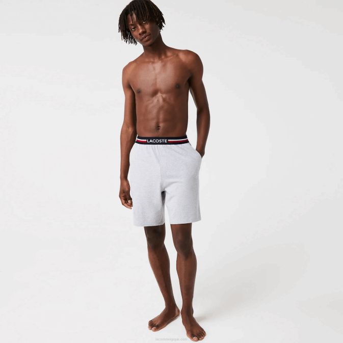gris chiné cca V6HV1375 Hommes Lacoste boxer long à taille rayée