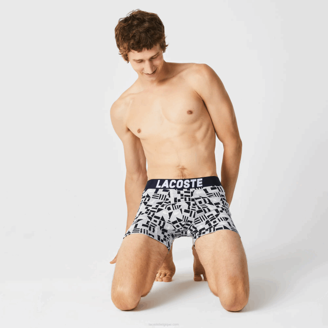 gris chine bleu marine blanc 5kc V6HV1524 Hommes Lacoste lot de 3 boxers à imprimé marin