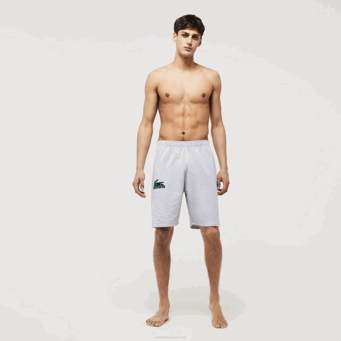 gris vert chine y9k V6HV1479 Hommes Lacoste short lounge molleton de coton crocodile velours