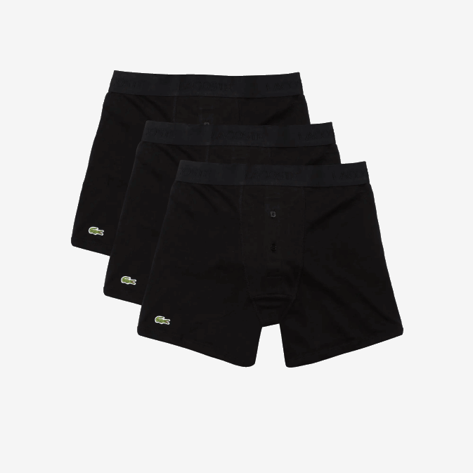 noir 031 V6HV1358 Hommes Lacoste Lot de 3 boxers longs en coton à taille lettrée