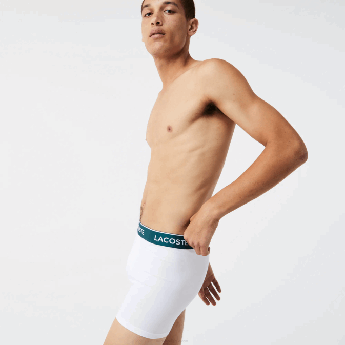 noir blanc gris chiné nua V6HV1433 Hommes Lacoste Lot de 3 boxers longs en coton stretch