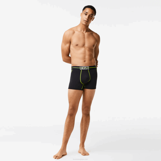 noir jaune 9y2 V6HV1492 Hommes Lacoste boxer en jersey sans couture