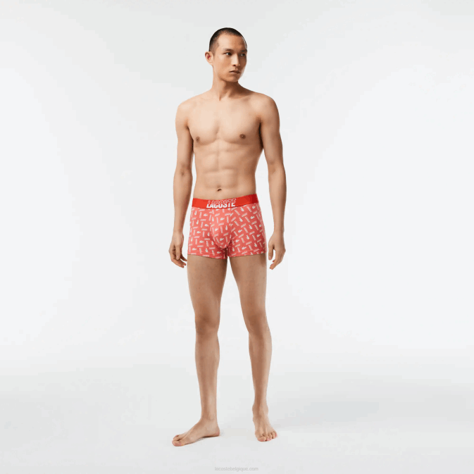 orange gris chine blanc tti V6HV503 Hommes Lacoste Lot de 3 boxers imprimés en coton stretch