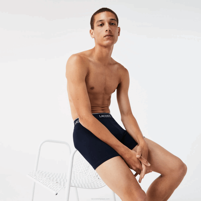 vert rouge bleu marine hy0 V6HV1416 Hommes Lacoste Lot de 3 boxers longs en coton