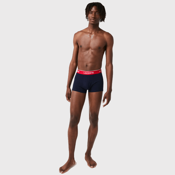 vert rouge bleu marine hy0 V6HV1455 Hommes Lacoste lot de 3 boxers casual bleu marine avec ceinture contrastée