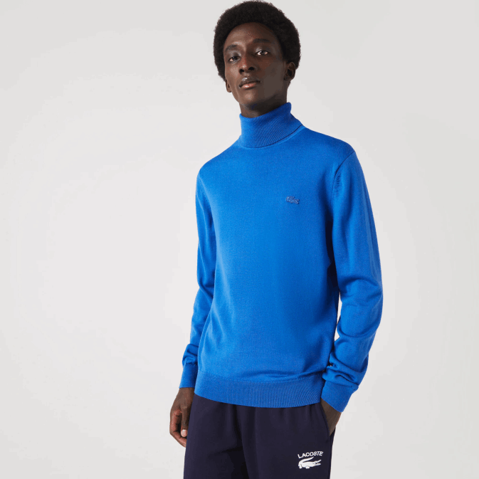 bleu k1q V6HV1594 Hommes Lacoste pull à col roulé en laine mérinos