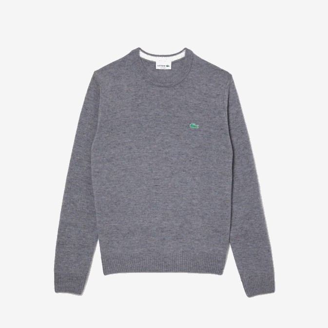 gris chine 73v V6HV1508 Hommes Lacoste pull regular fit en jersey de laine imprimé moucheté