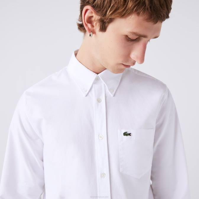 blanc 001 V6HV1467 Hommes Lacoste chemise coupe classique en coton oxford
