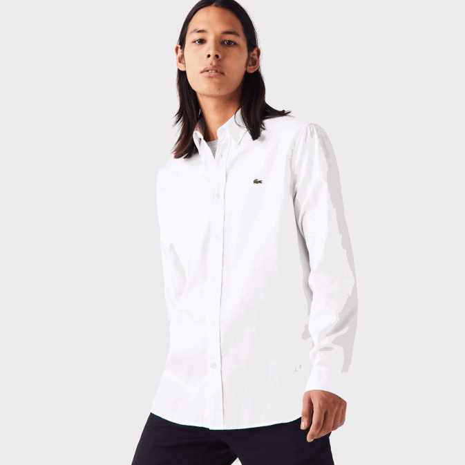 blanc 001 V6HV1494 Hommes Lacoste chemise coupe classique en coton premium