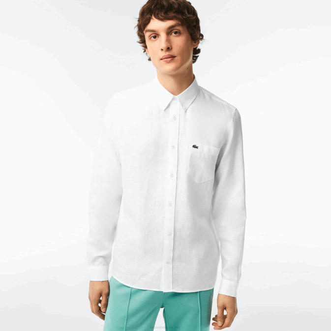 blanc 001 V6HV469 Hommes Lacoste chemise en lin