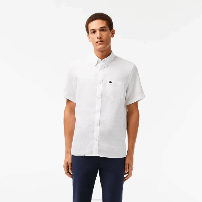blanc 001 V6HV490 Hommes Lacoste chemise en lin à manches courtes